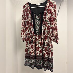 Floral Red and Black Women's Dress
